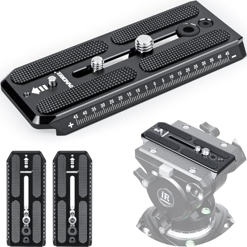 INNOREL Universal Replacement Quick Release Plate 120mm Long 50mm Width 2 Pieces QV120 Mount with 1/4 and 3/8 Screws for Manfrotto 501PL Series Video Fluid Head, f60,DSLR Cameras,Camcorders