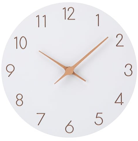 Warminn MDF Holz Wanduhr Ohne TickgeräUsche Lautlos Modern 30cm Quarz Groß Batterie Betriebene Wanduhr Einfach zu Lesen für Zimmer Zuhause KüChe Schlafzimmer BüRo Schule