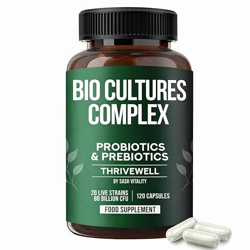 Bio Cultures Complex | Probiotics & Prebiotics | 80 Billion CFU | 20 Strains incl. Lactobacillus Reuteri, Rhamnosus, Acidophilus, and Longum | 2 Months Supply | 120 Vegan Capsules | UK Made