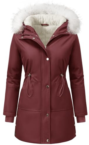 UMIPUBO Abrigo Mujer Invierno Chaqueta Parkas con Capucha Cremallera Cazadora Chaquetones Cálido Forro Polar a Prueba de Viento Coat Con Bolsillo