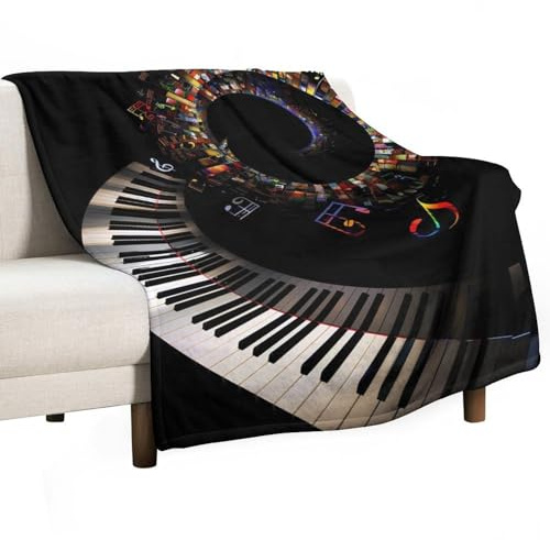 Coperta in Peluche Colorful Music Note Piano Coperta di Flanella Durevole Blanket Morbido Copriletto per Divano Letto Quattro Stagioni S