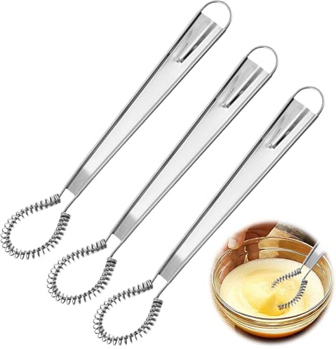 SiumPklay 3 Pcs Stainless Steel Mini Whisk Set – Small Hand Whisk for Coffee, Milk, Sauce Mixing & Baking