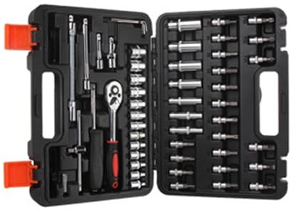 LXXAOFDC Kits completos de herramientas mecánicas, juego de llaves de vaso de 53 piezas, tamaño métrico con funda para reparación automotriz y proyectos de manualidades, llave de trinquete de