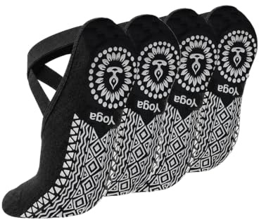 KEYRI Non Slip Socks Yoga Pilates Socks Grippy Socks | Trainer Socks for Women Girls Floor Sock Anti-Slip Grips & Straps, One Size Breathable Socks for Fitness Ballet