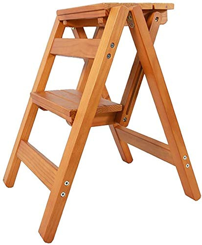Sgabello in legno pieghevole a 2 gradini, scaletta per uso domestico, sedia da pranzo in legno, strumento da giardino per la casa