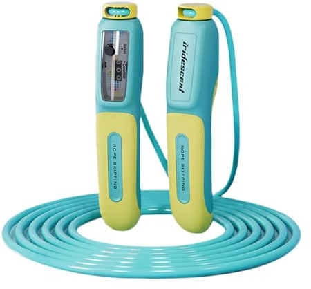 KiBcsLic Springseil Kinder Sport Springseil mit Einstellbarem Zähler Ergonomischer Griff Fitnessgerät Aus Pp PVC für Outdoor übungen Heimtraining Spaßsport, Hellblau