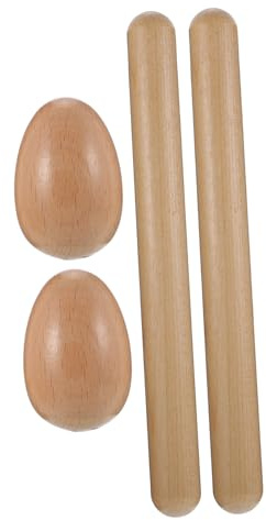WEKAMOS Orff Holz Schlaginstrument mit Rhythmussticks und Natürlichen Eier shakern für Kindgerechtes Musikspielzeug Sichere Glatte Oberfläche Geschenkidee für Kleine Musiker