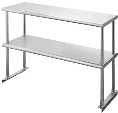Hally Double Overshelf of Stainless Steel 12'' x 36'' Weight Capacity 360lb, Commercial 2 Tier Shelf for Prep & Work Table in Restaurant, Home and Kitchen