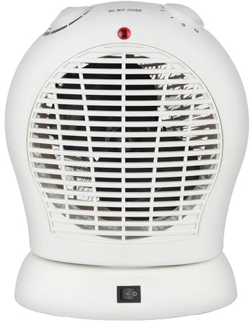 Igenix 2kW Upright Oscillating Fan Heater – 2 Heat Settings, Adjustable Thermostat, Overheat Protection, Tip Over Switch, Carry Handle, Power Indicator Light – White