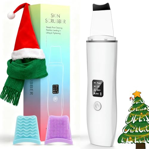 Skin Scrubber Ultrasonic Exfoliating Device Blackhead Remover Pores Cleaning Wrinkle Remover for Deep Cleansing Face Cleanser 4 Modes Blackhead Remover USB Rechargeable Include 2 Silicone Covers