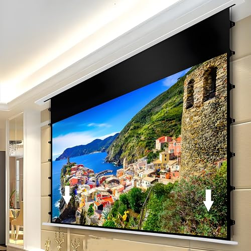 YEHOZZ Schermo di Proiezione Motorizzato con Sollevamento da Pavimento, Supporta qualità Dell'immagine Ad Alta Definizione 3D/4k, Telecomando Wireless, Proiezione Portatile 120inch