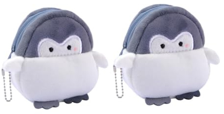 Milisten 2 Stück-Pack Niedliche Pinguin Münzbeutel aus Plüsch Tragbar zur Aufbewahrung Kleiner Gegenstände Geschenk für Unterwegs