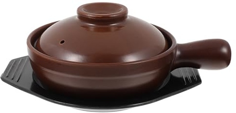 TOYANDONA Pentola in Ceramica Manico 17 CM Set Vassoio per Cucina Domestica Casseruola per Stufati e Zuppe Fondo Piatto per Riscaldamento Uniforme e Manico Antiscottatura