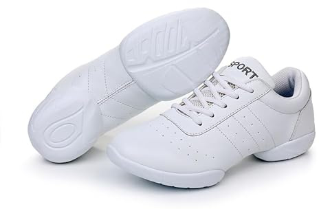 Chaussures De Cheerleading pour Hommes Et Femmes,Chaussures De Danse pour Enfants,De Gymnastique,De Jazz, De Yoga,D'entraînement Et De Marche pour Les Sports De Plein Air (231 Blanc A,38)