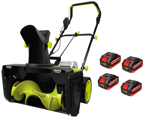 Quitanieves Eléctrico a Batería Con Batería Y Cargador, Ancho De Trabajo De 50 Cm, Altura De Nieve De 25 Cm, Distancia De Lanzamiento De 8 M, Tolva De Descarga Ajustable a 180°, Quitanieves 4batteries