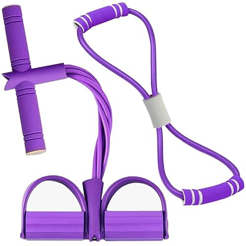 WENHUIHAO 2PCS Corde de Tension Multifonctionnelle avec Figure 8 Bande de Résistance et Elastique 4 Tubes Élastique Fitness Sit-ups, Bande de Resistance Musculation pour Domicile Gymnase Bureau