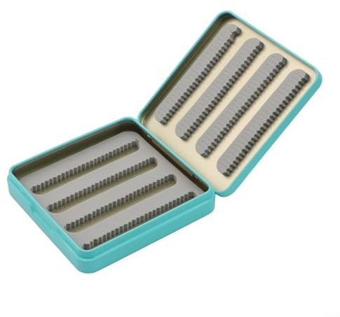 Caja organizada de cebo de pesca con mosca con construcción de metal, fácil de transportar para viajes de pesca (azul)