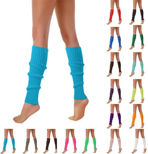 Beinwärmer für Erwachsene, Damen Bein Stulpen Strümpfe für 80er Jahre 80s Party Karneval Tanzen Aerobic Kostüm Accessoires Overknees
