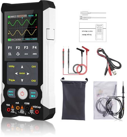 Digitales Oszilloskop + Signalgenerator + Multimeter 3 in 1: Handheld-Digitaloszilloskop 80MHz Bandbreite, 250MS/s, 2 Kanal 2 in 1 Oszilloskop Tragbares Handheld-Oszilloskop für KFZ & Elektronik