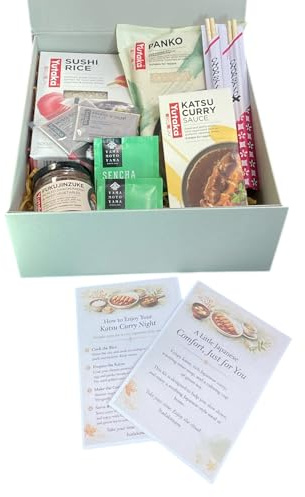 Japanese Katsu Curry Comfort Meal Kit Gift Box Hamper – Sushi Rice, Curry Sauce, Panko, Miso Soup & Green Tea