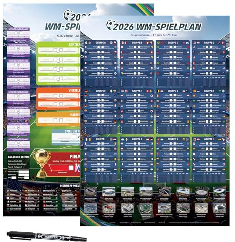 AhfuLife Fußball Spielplan Poster - Fussball Planer Wiederverwendbar
