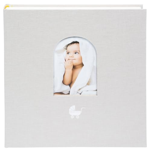 goldbuch 15 017 Babyalbum Cozy Nest Grau, Baby-Fotoalbum 31 x 30 x 4 cm | Babyfotobuch mit grauem Kunstdruck-Einband, Bildausschnitt, 58 weiße, 4 illustrierte & 6 lose Seiten, Pergamin-Trennblätter