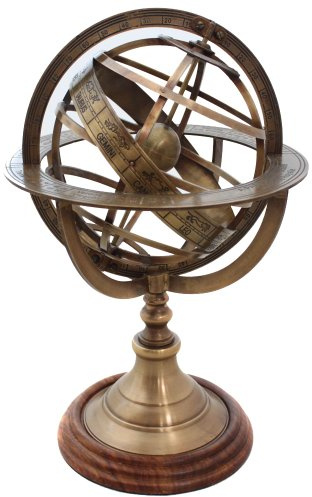Vinatge Engraved Brass Tabletop Armillary Nautical Sphere Globe
