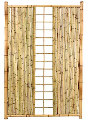 Pantalla de privacidad de bambú Ten New Line10 con enrejado central, 180 x 120 cm, pared de bambú, protección contra el viento, para la privacidad de la pared o la terraza