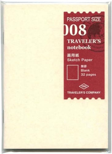 Midori Designphil TRAVELER'S Passport Size Refill 008 / Sketching Heavy Paper - Weiß, Reisepassgröße, Schreibpapier