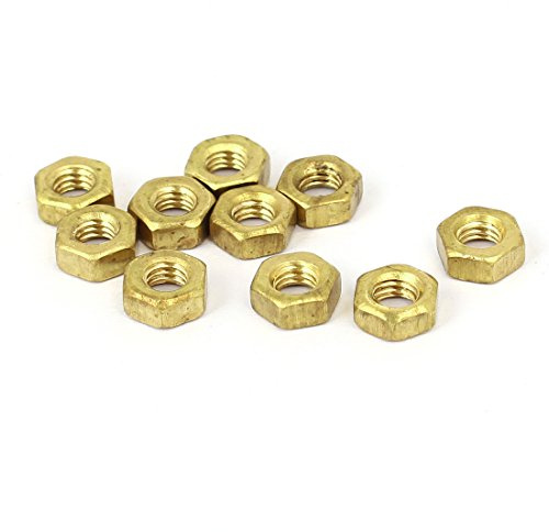sourcingmap M4 Brass Machine Screw Insert Lock Finished Hex Nut Fastener 10pcs