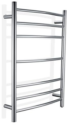 ANZZI Gown 7-Bar Wall Mounted Towel Warmer in Polished Chrome | Energy Efficient 70W Electric Plug in Heated Towel Rack for Bathroom | Stainless Steel Towel Heater Rail Quick Towel Dryer | TW-AZ027CH