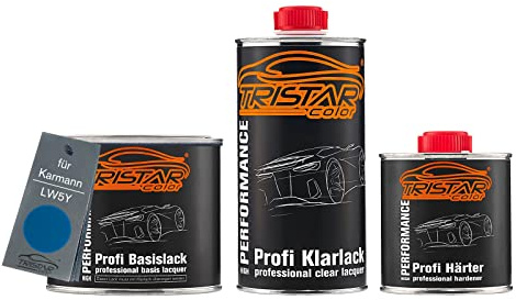 TRISTARcolor Autolack Set Dose spritzfertig für Karmann LW5Y Technoblau Perl/Ocen Blue Perl Basislack + 2K Klarlack 1,25L