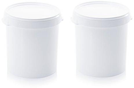 2X Eimer 30l mit Deckel * Hobbock ohne Bügel * lebensmittelecht * 30 Liter * weiß * Kunststoffeimer, 2er Set