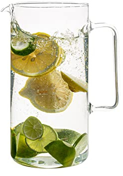 Simax Glass Pitcher, 64 Ounce (2 Quart) Borosilicate Glass, Made in Europe Hot and Cold Safe Iced Tea Pitchers for Drinks, Water, Lemonade Pitcher, Cocktail Jug, Sangria Pitchers