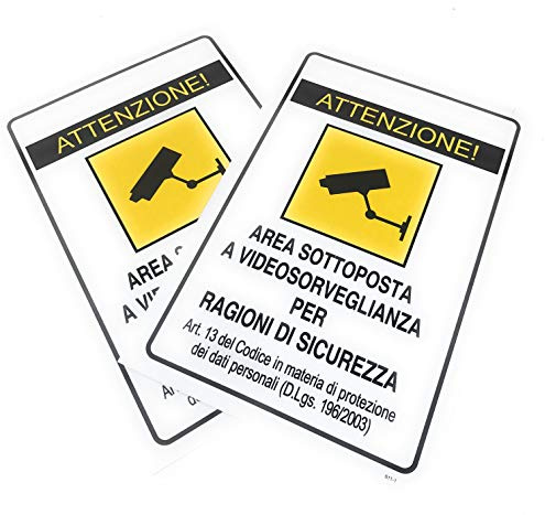 TEMPO DI SALDI 2 x Cartello Di Sicurezza Area Sottoposta A Videosorveglianza X Esterno 30x20