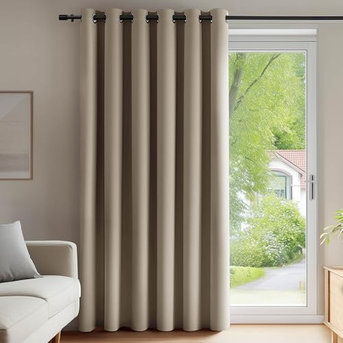 Deconovo Gardinen Schlafzimmer Blickdicht Thermovorhang mit Ösen Taupe