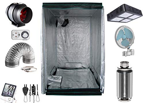 Growzelt Komplettset 80 x 80 x 180 cm Vollspektrum Grow LED (600 Watt LED)