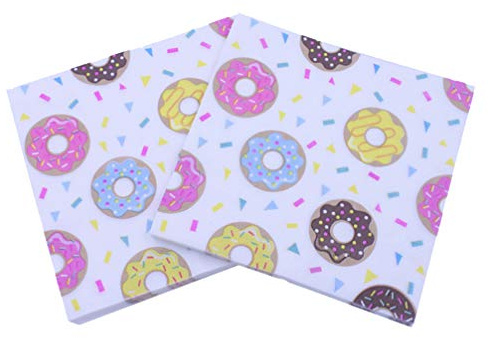 NUOBESTY 20pezzi Tovaglioli Di Carta Colorati Stampa Di Biscotti Forma Di Ciambella Tovaglioli Per Feste Banchetti Uso Quotidiano Usa e Getta