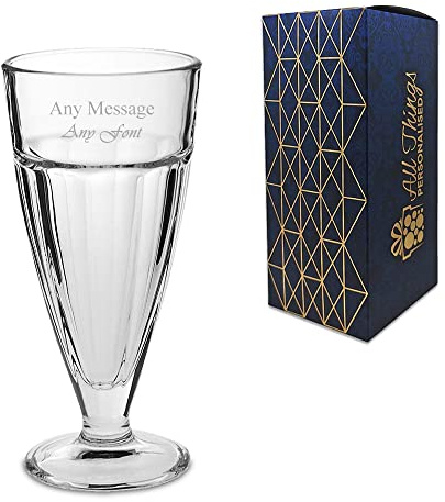 Personalised Engraved 350ml Dessert Milkshake Sundae Glass, Gift Boxed, Perfect for Any Sweet Treat