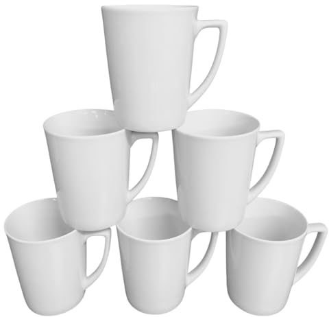 Doriantrade Kaffeebecher 6 Stück 280ml Konisch – Tassen aus Porzellan | Kaffee Becher 6er Set | Porzellantassen für Haushalt & Gastronomie | Ideal zum Bemalen & Bedrucken