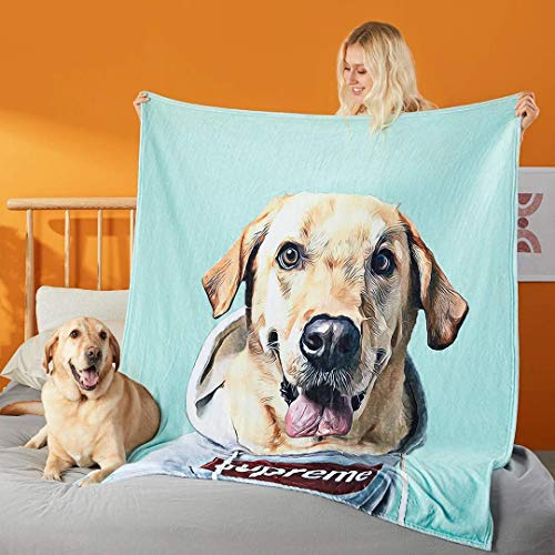 SOUFEEL Personalisierte Decke mit Foto, Kuscheldecke Personalisiert für Hunde Katzen, Decken für Hunde, Hundedecke Flauschig für Sofa Bett, Personalisierte Geschenke für Weihnachten, 150 x 200 cm