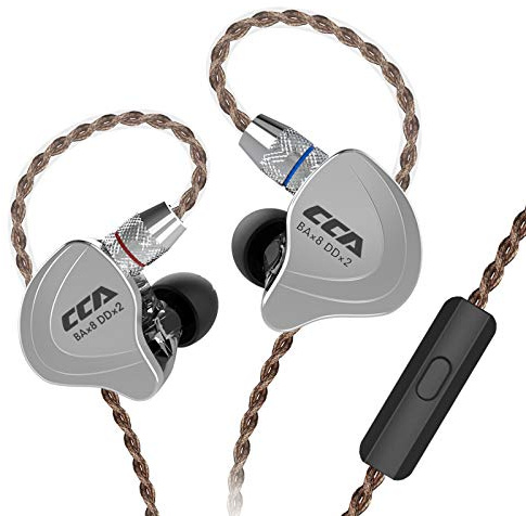 CCA C10 Auriculares In-Ear con controladores híbridos, auriculares estéreo de alta fidelidad, graves potentes, diseño ergonómico y cómodo para deportes, juegos, música, espectáculos, escenarios