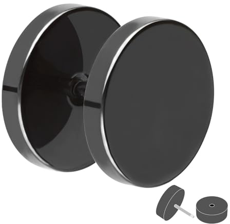 Treuheld® | Fake Plug Ohrstecker aus Titan - 6 Größen - Schwarz