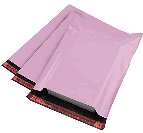 iSOUL iSOUL - Bolsas grandes y resistentes para envíos postales, color gris, 12 x 16 pulgadas, paquete de 100 unidades, color rosa claro