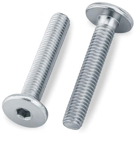 HEXATON Viti a Testa Piatta con Esagono Incassato - M6 x 30 mm - 100 Pezzi - Completamente filettato - Acciaio Zincato