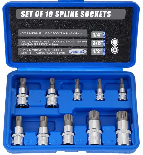 oumuik 10-teiliges Steckschlüssel-Set im europäischen Stil, dreifach vierkant Vielzahn M4 - M18 Geburtstagsgeschenk/Geschenke für Papa/Männer
