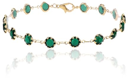Sethexy Cristal Bracelets de cheville Vert Strass La cheville Bracelets Or Pieds nus Le pied Chaîne Bijoux pour les femmes et les filles