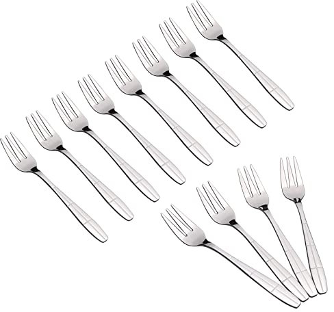 Sosody 12-Piece Stainless Steel Tea Forks Set, 3-Tine Fork, Cake Dessert Fork