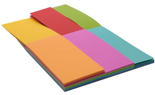 Vaessen Creative Étiquettes en Papier Cartonné - Vif - 135 pcs | 3 tailles (15 x 6,3 cm, 15 x 5 cm, 15 x 3,7 cm), 9 couleurs, 216 g, Papier cartonné, Cadeaux, Scrapbooking, Cartes de visite