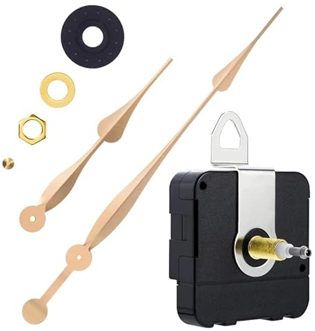 CABLEPELADO Mecanismo de Movimiento de Reloj Cuarzo Silencioso, Kit de Reparación, Creación 3D, Manijas, Agujas de Minutos 203 mm y Horas 305 mm, Dorado